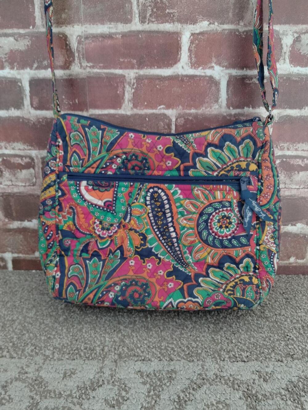 Vera Bradley Venetian Crossbody Bag Meduim Purse Paisley Quilted Cotton